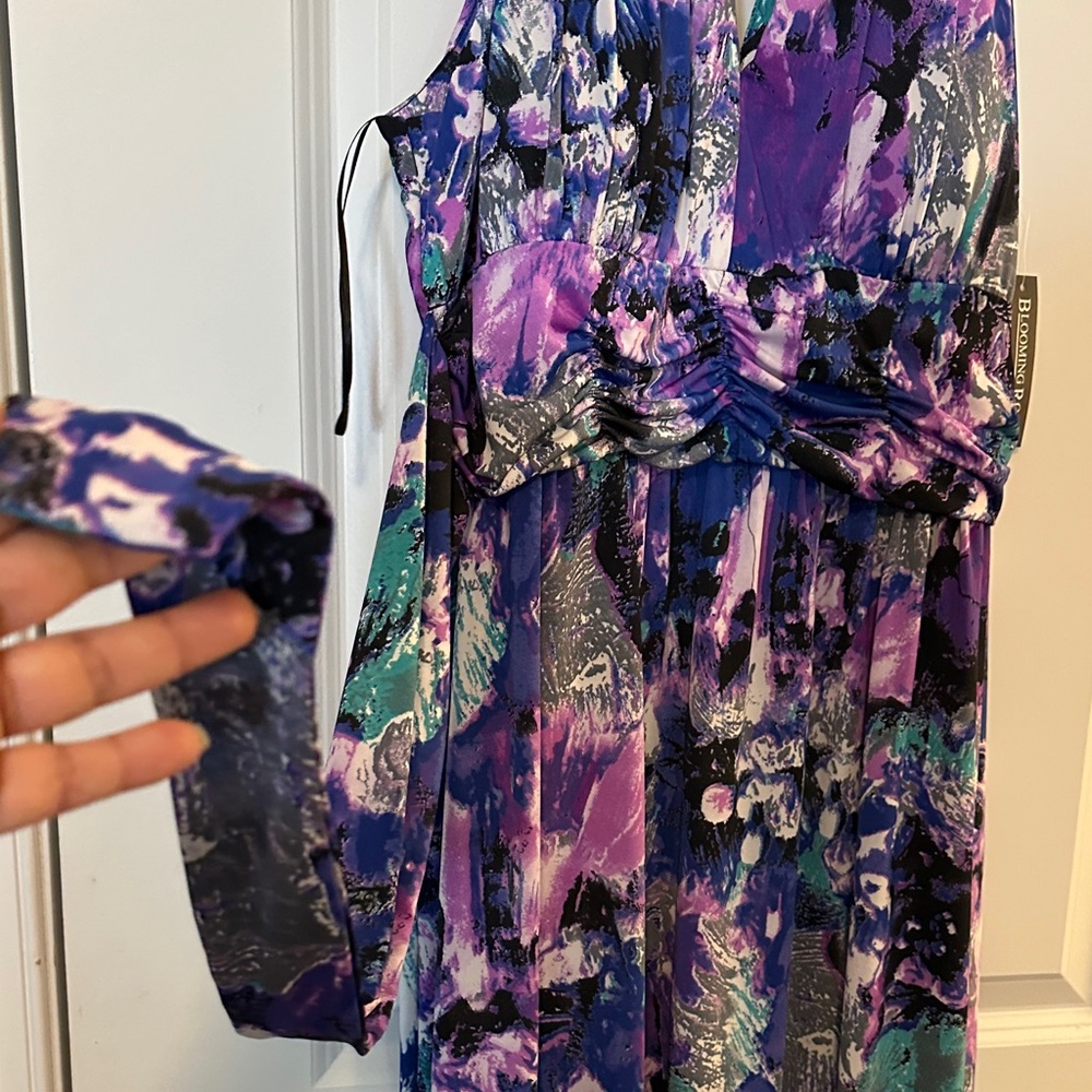 Vibrant Floral Maxi Dress in Purple and Blue - Picture 8 of 17